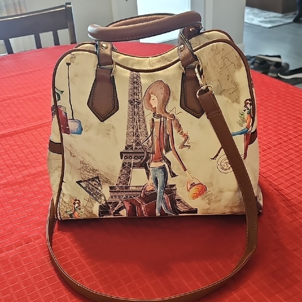Pourquoi Pas Stylish Brown and Cream Women's Bag